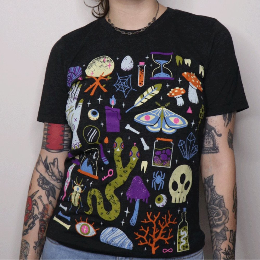 Curiosities Tee by Wicked Clothes - Comfy! Unisex!